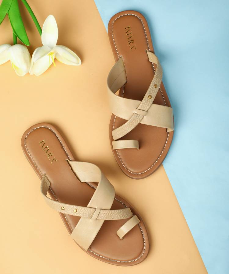 Women Beige Flats Sandal Price in India