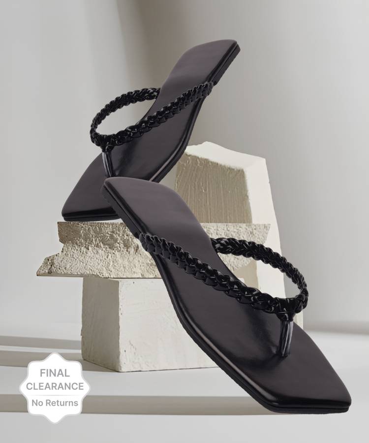 Women Black Flats Sandal Price in India