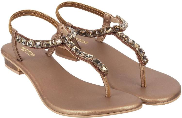 Women Gold Flats Sandal Price in India