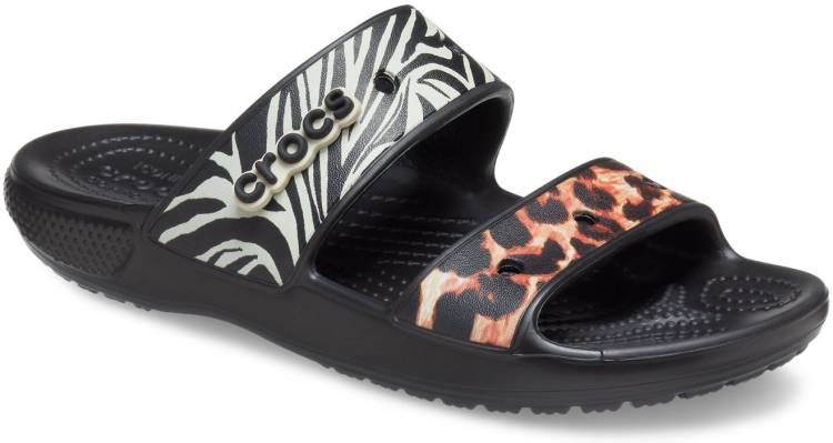 Women Classic Crocs Animal Remix Black/Multi Unisex Sandal Multicolor Flats Sandal Price in India