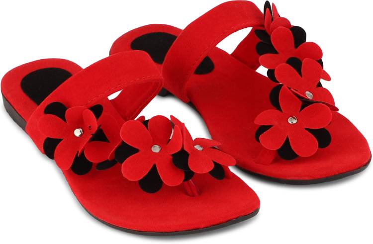 Women Red Flats Sandal Price in India