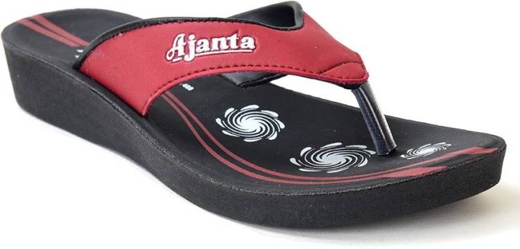 Women Black, Red Flats Sandal Price in India