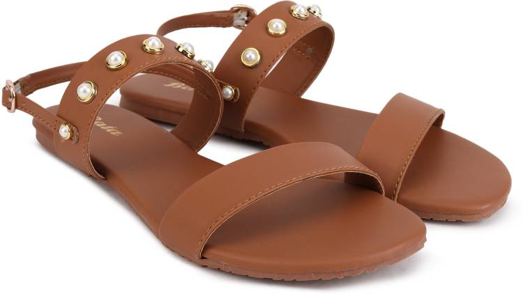 Women Brown Flats Sandal Price in India