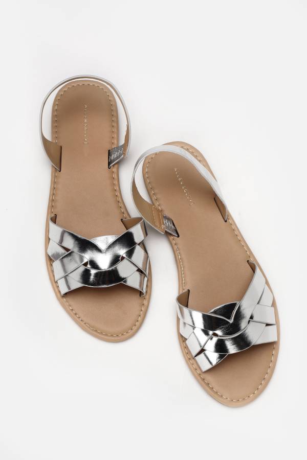 Women Silver Flats Sandal Price in India