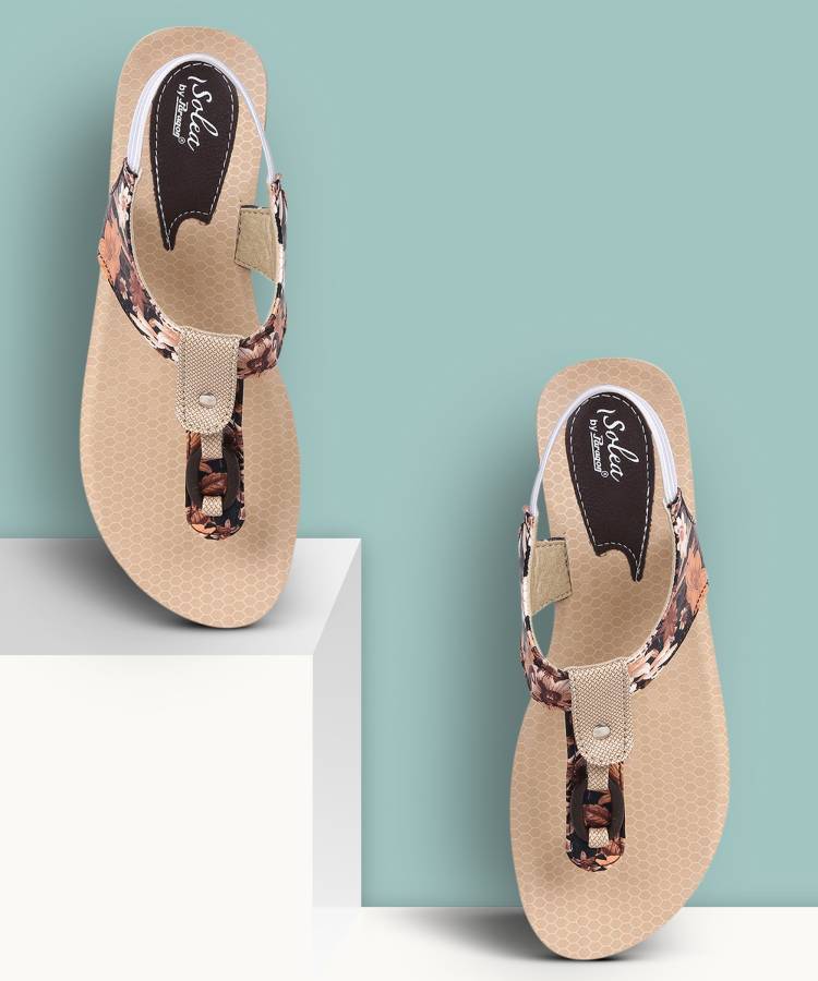 Women PUK7006L Brown Flats Sandal Price in India