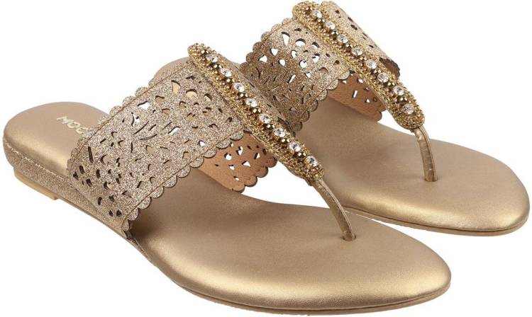 Women Gold Flats Sandal Price in India