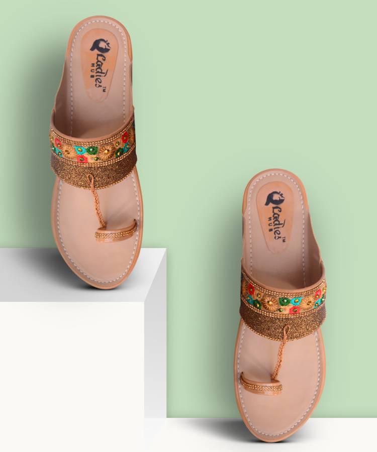 Women Beige Flats Sandal Price in India