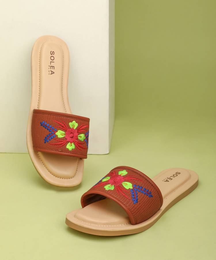 Women K6020L Stylish Lightweight Daily Durable Comfortable Formal Casual Tan Flats Sandal Price in India