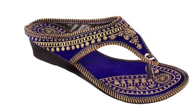 Women Navy, Gold Flats Sandal Price in India