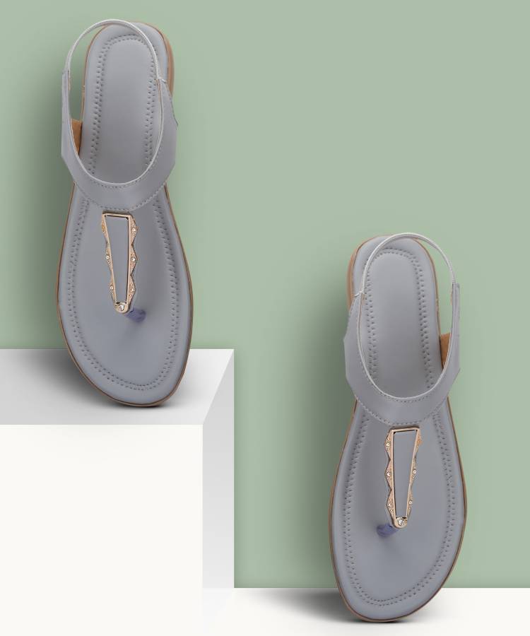 Women Grey Flats Sandal Price in India