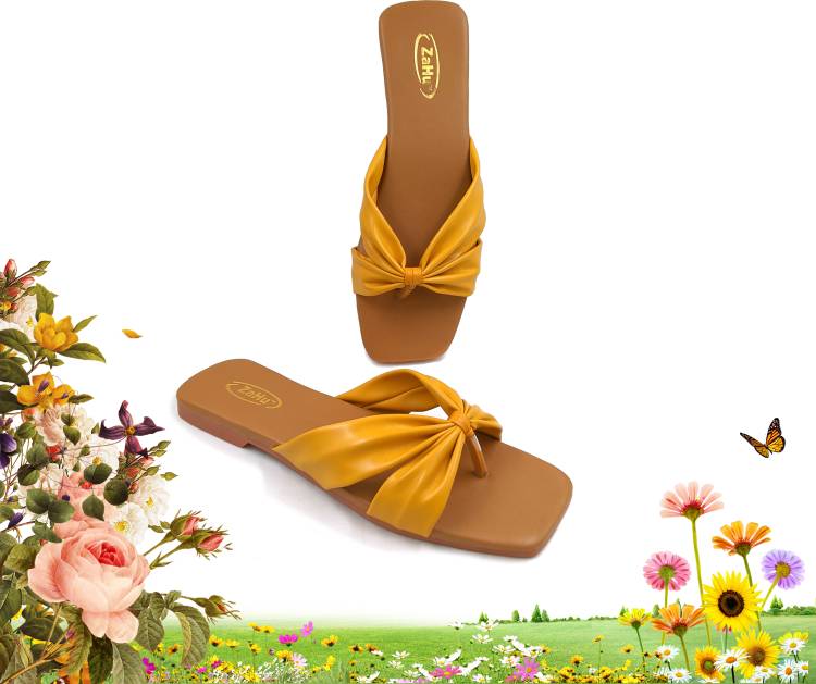 Women Yellow Flats Sandal Price in India