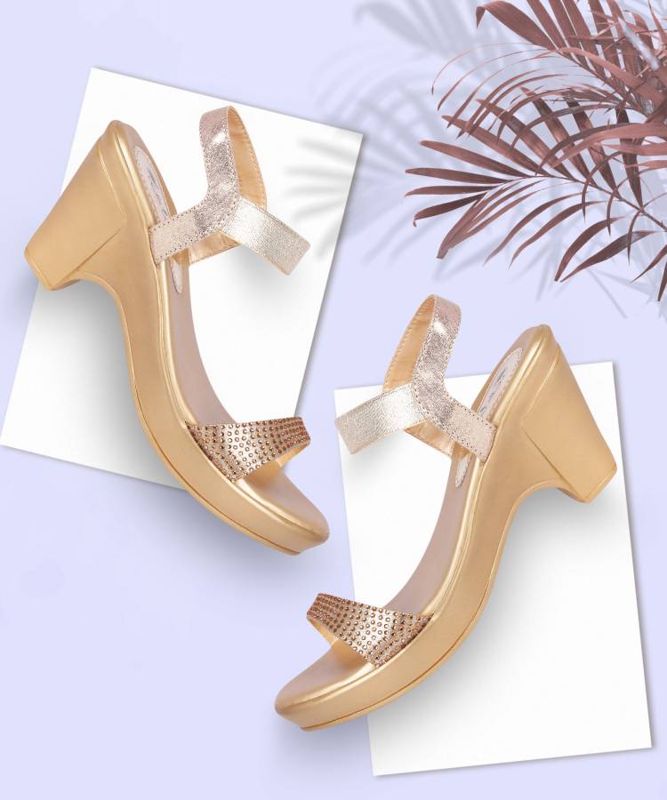 Women Gold Flats Sandal Price in India