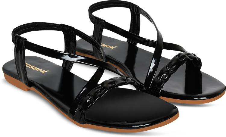 Women Black Flats Sandal Price in India