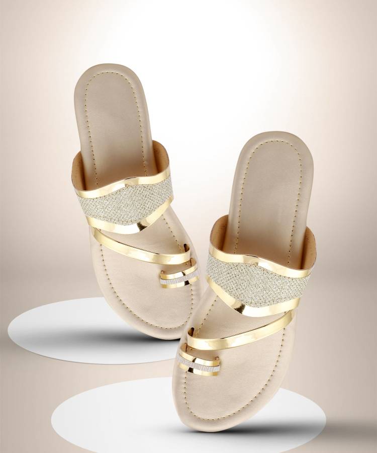 Women Gold Flats Sandal Price in India