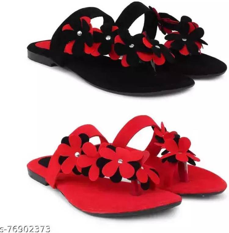 Women Black Flats Sandal Price in India