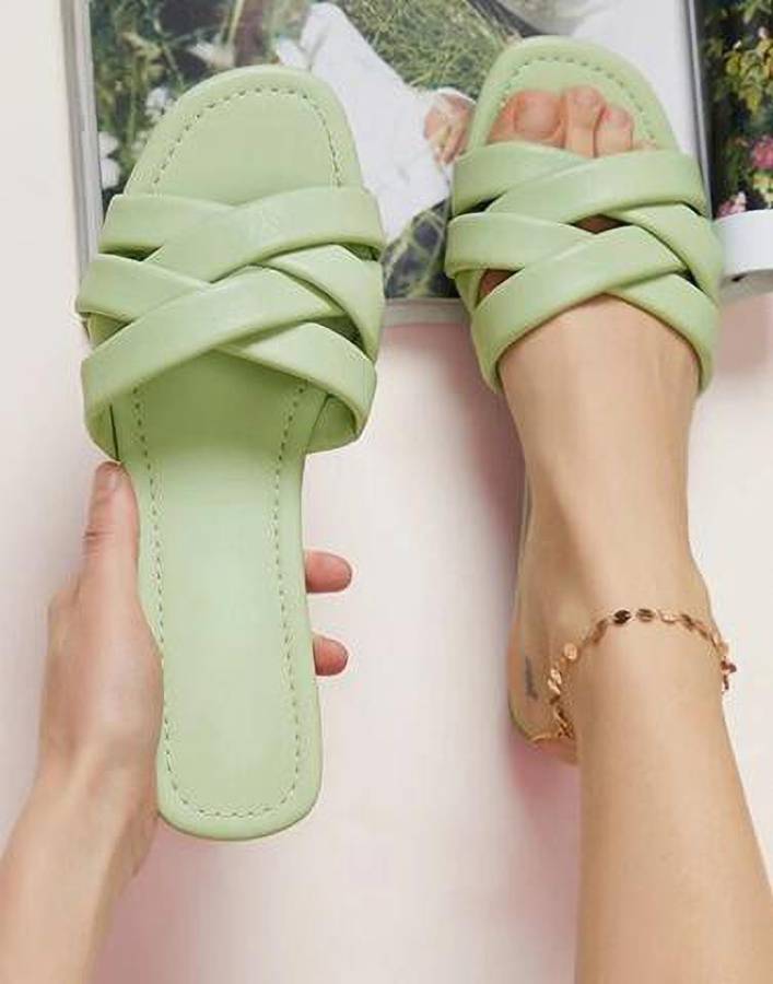 Women Green Flats Sandal Price in India