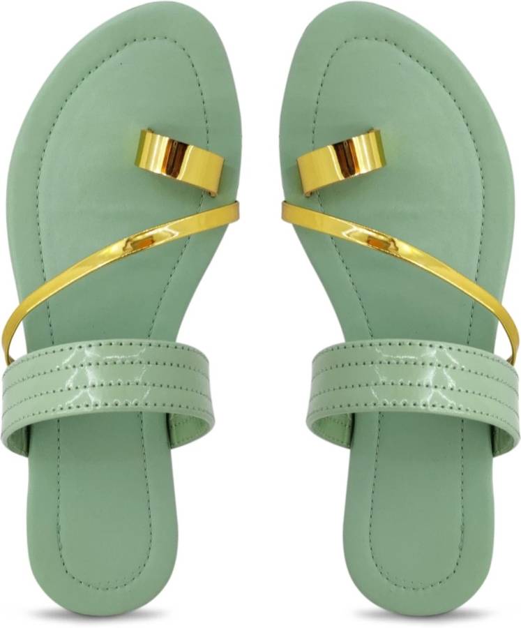 Women Green Flats Sandal Price in India