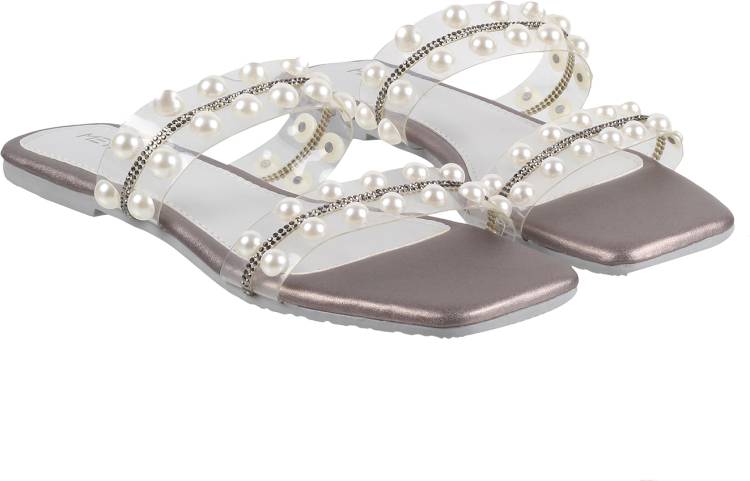 Women White, Grey Flats Sandal Price in India