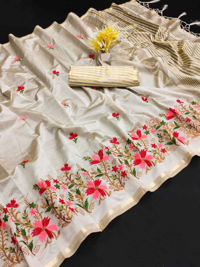 Embroidered Assam Silk Cotton Silk Saree Price in India
