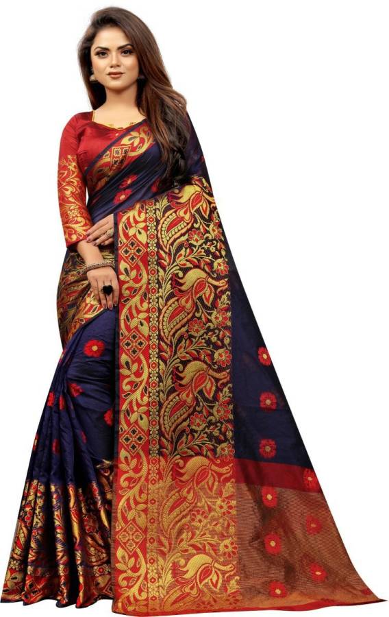 Embroidered Banarasi Pure Silk, Cotton Silk Saree Price in India