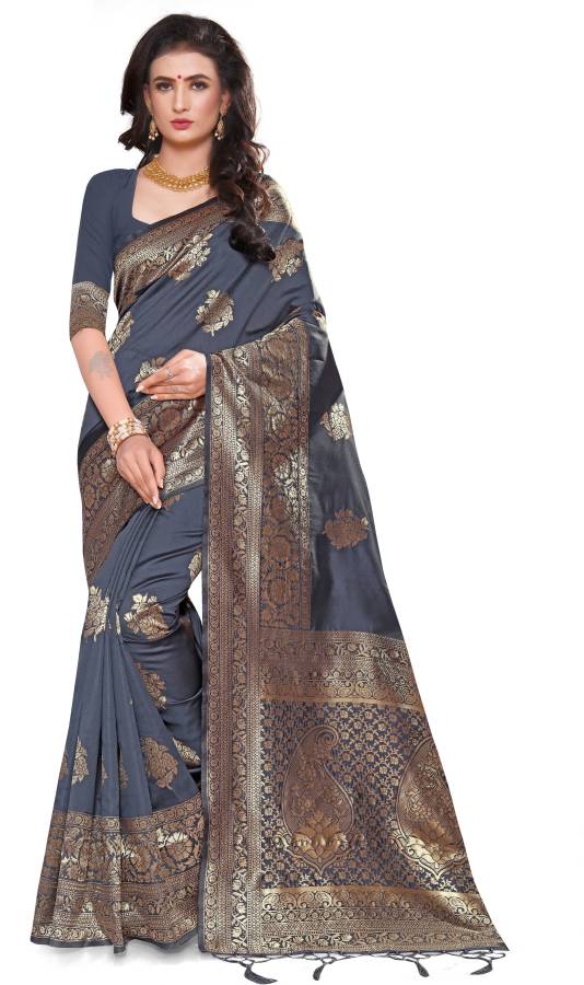 Woven, Solid/Plain Banarasi Silk Blend, Art Silk Saree Price in India