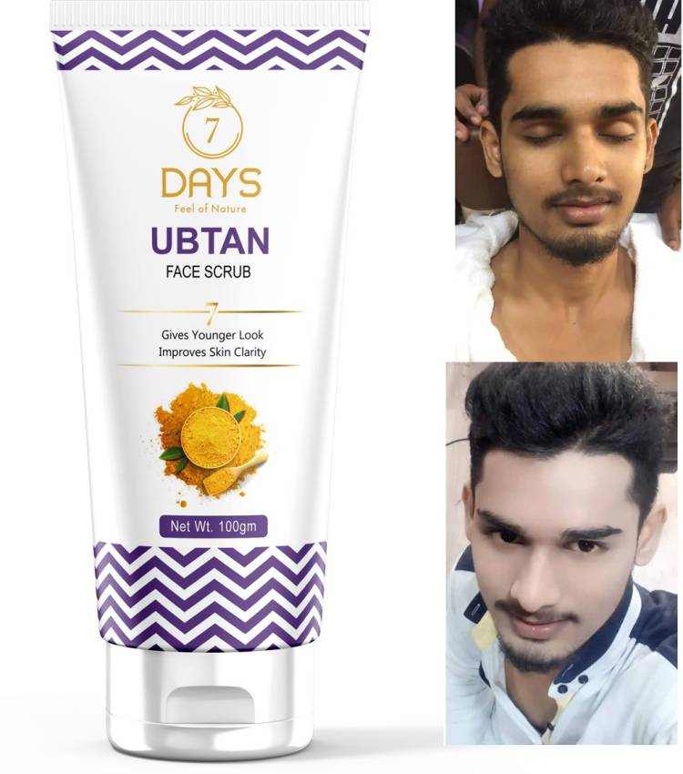 7 Days Ubtan Face & Body Glowing Scrub with Chickpea Flour, Almond Shell Powder, Safron & Turmeric Extracts, Rose Water & Sandalwood Oil  Scrub Price in India
