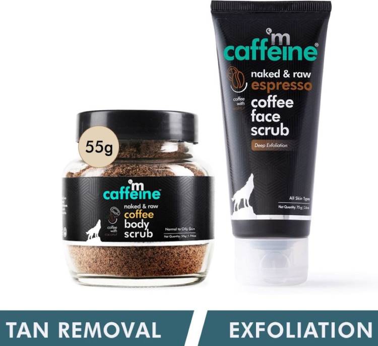 mCaffeine Exfoliating Coffee Body & Espresso Face Scrub Combo for Tan & Blackheads Removal Scrub Price in India