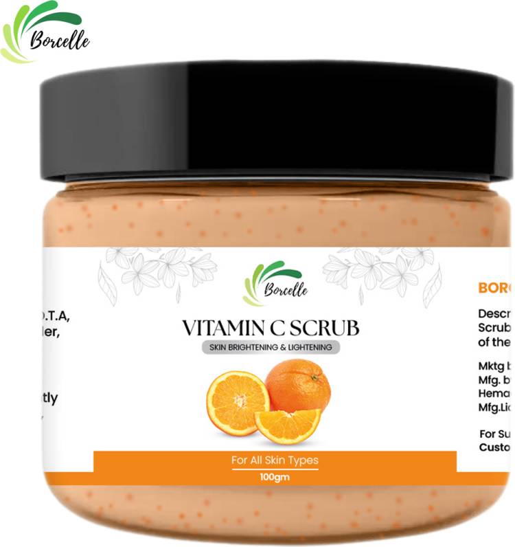 BORCELLE Vitamin C, E & Acid Brightening Face Scrub 100gm  Scrub Price in India