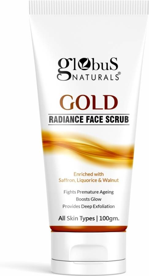 GLOBUS NATURALS Gold Radiance Anti Ageing & Brightening Face Scrub All Skin Types, 100 gms Scrub Price in India