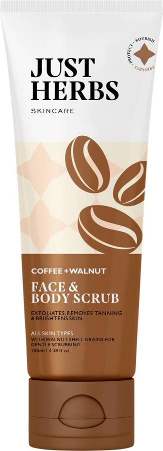 Just Herbs Coffee, Walnut Exfoliating Detan Face & Body Scrub For Blackheads Removal Scrub Price in India