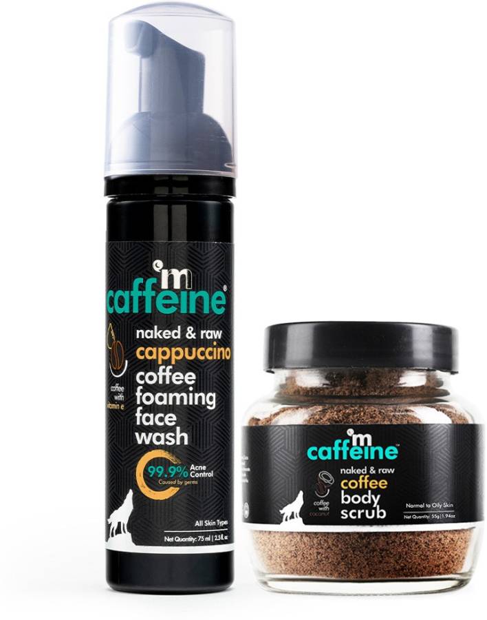 mCaffeine Exfoliating Coffee Body Scrub & Anti Acne Foaming Face Wash Skincare Combo Scrub Price in India