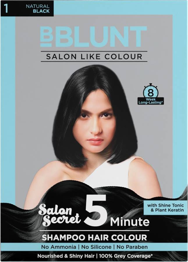 BBlunt Natural Black 5 Minute Shampoo Hair Colour for 100% Grey Coverage - 20ml X 5 Price in India