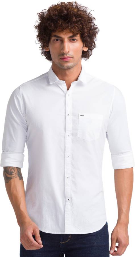 Men Slim Fit Solid Spread Collar Casual Shirt Price in India