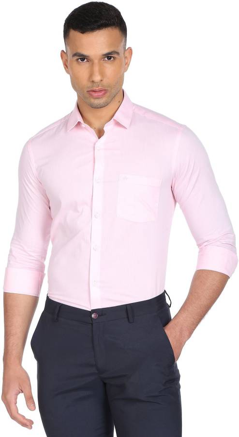 Men Slim Fit Solid Cut Away Collar Formal Shirt Price in India