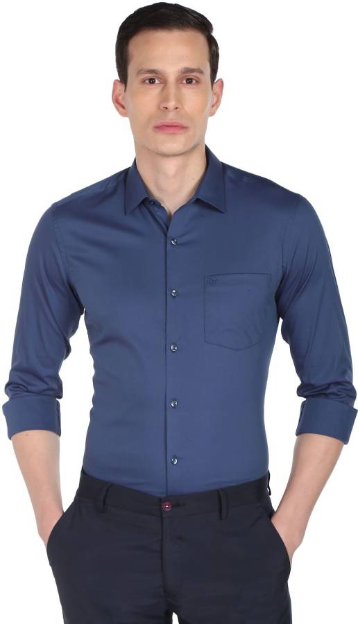 Men Slim Fit Printed Cut Away Collar Formal Shirt Price in India