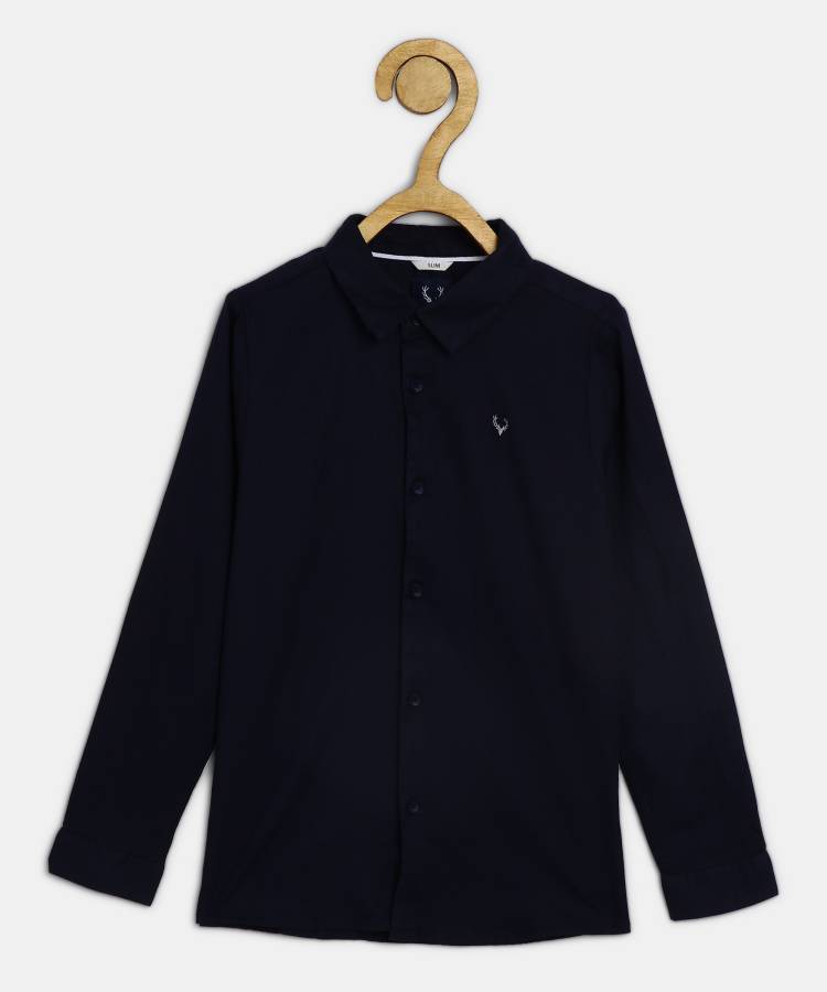 Boys Regular Fit Solid Spread Collar Casual Shirt Price in India