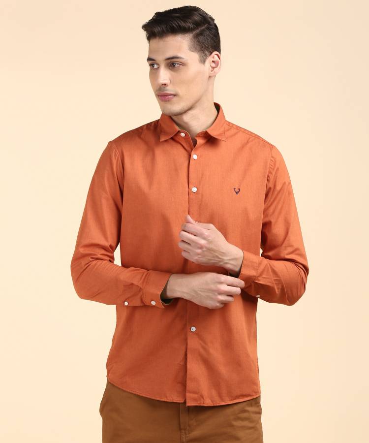 Men Regular Fit Solid Cut Away Collar Casual Shirt Price in India