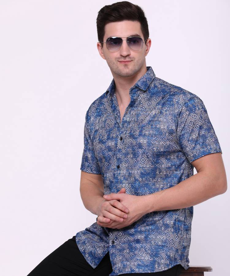 Men Regular Fit Floral Print Spread Collar Casual Shirt Price in India