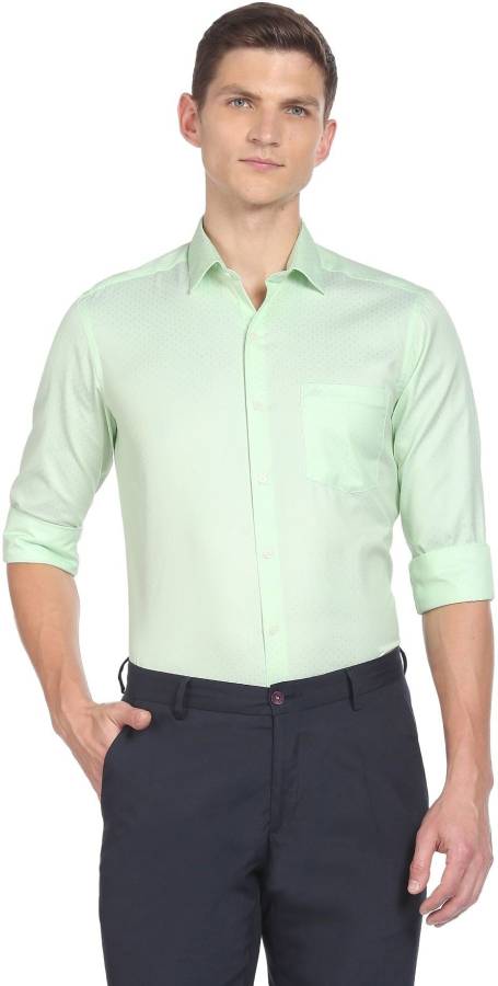 Men Slim Fit Self Design Cut Away Collar Formal Shirt Price in India