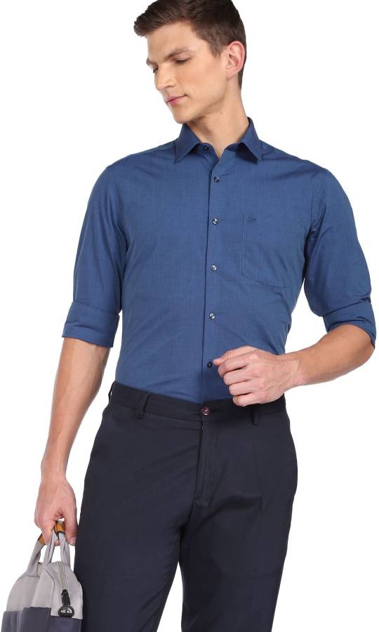 Men Slim Fit Solid Cut Away Collar Formal Shirt Price in India