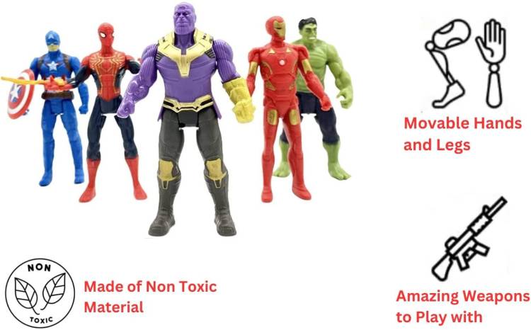 Toyporium Avengers Toys For Kids|Set of 5 Twist & Move Super Hero Action Figure Play Set27