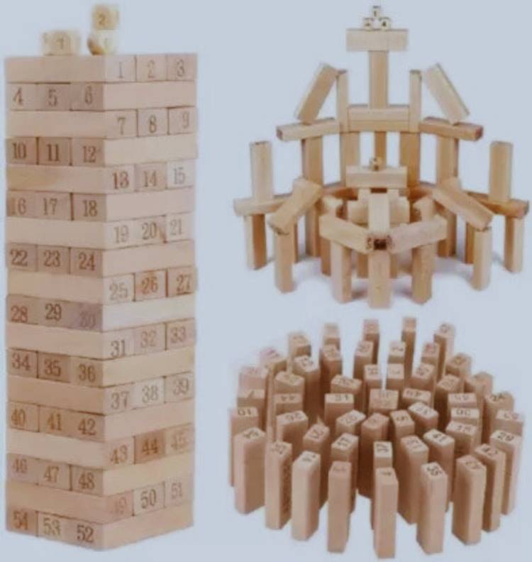 Mayne Wood Block Game Classic | Timber Tower Tumbling Game for Kids and Adults
