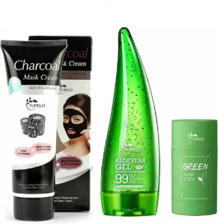 FEGURO Green Tea Clay Stick & Charcoal Face Mask Cream with Aloevera Gel Price in India