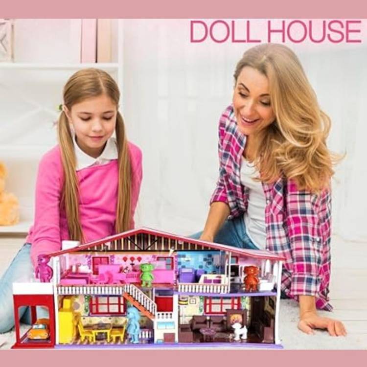 ALIS GIRLS DOLL HOUSE| KIDS PLAY HOUSE|PINK CUTE DOLL HOUSE FOR 50 PCS