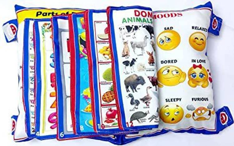 BHVMEY Baby Digital Printed Cotton Fabric Educational Learning Pillow Cushion Book