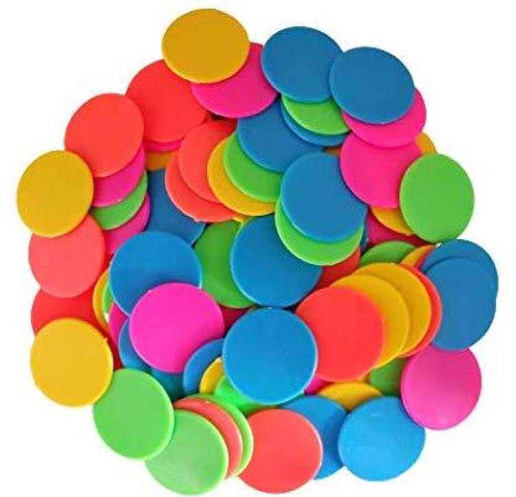 Royals Plastic Plain Token/Coins Pack Of 100 Coins, 4Coloursx25pc