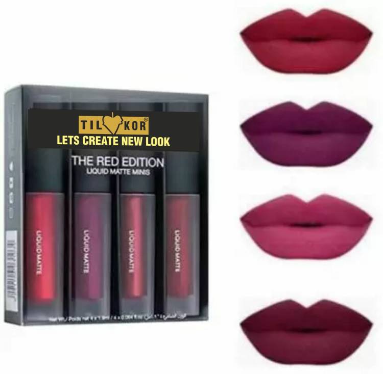 TILKOR Non Transfer Waterproof Longlasting Liquid Matte Mini Lipstick Combo Pack Of 4 Price in India