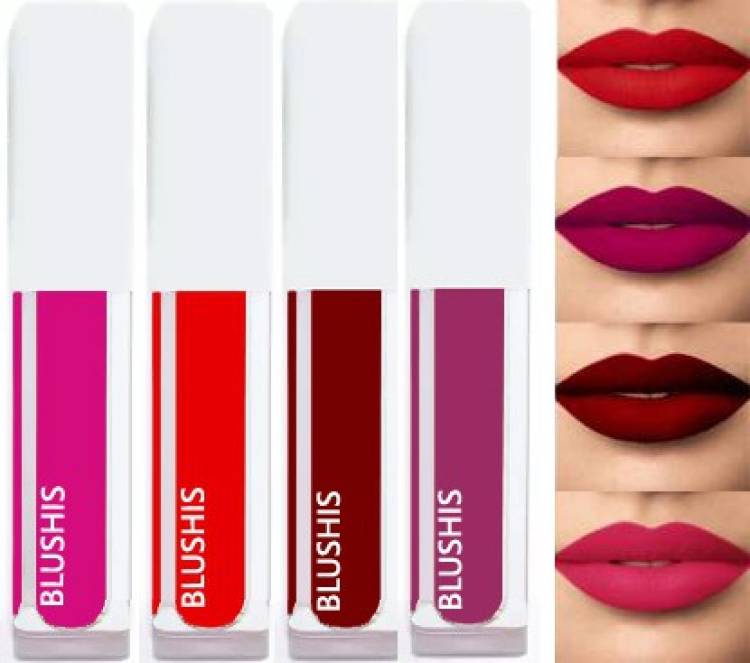 BLUSHIS Super stay matte ink bold lip color liquid lipstick combo pack of 4 peice Price in India