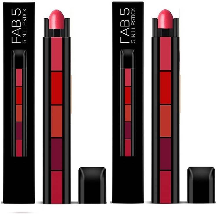 Pretty Hud 5in1 "LipStick" With "Five Awesome Different Shades," (Pack Of 2) Price in India