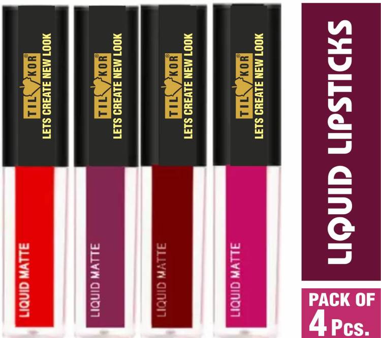 TILKOR Non Transfer Waterproof Longlasting Liquid Matte Mini Lipstick Combo Pack Of 4 Price in India